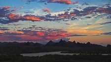 Landscape sky clouds mountains river nature low Custom Gaming Mat Desk