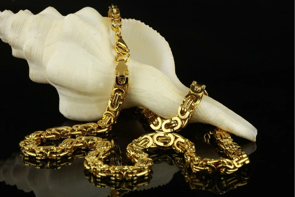 Herren Königskette 6 mm 999er Gold 24K vergoldet UVP:189€ WASSERFEST K1763S - Bild 3 von 4