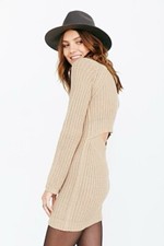 Silence + Noise Urban Outfitters Camel Natural Surplice-back Sweater Dress S