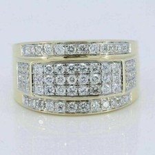 1.42 Ct Round Cut Simulated Diamond Wedding Men's Ring Gift Yellow Gold Plated