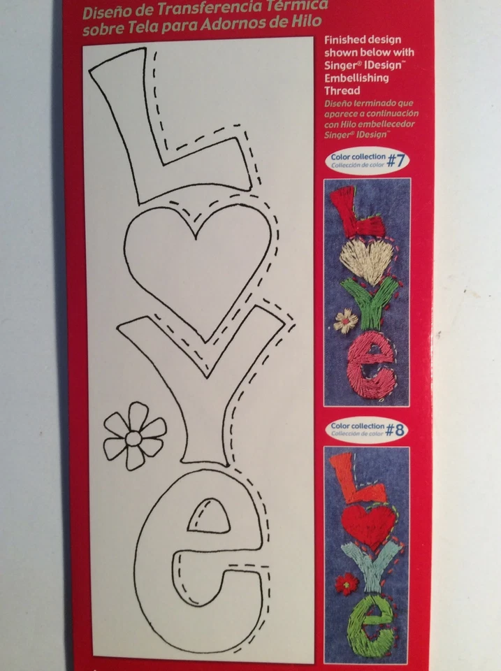 LOVE Singer IDesign IRON ON DESIGN FOR THREAD EMBELLISHMENT LOVE New - Image 3 of 3