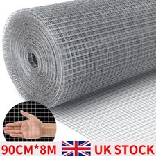 8M*90CM Galvanised Welded Wire Mesh Fence Roll Animal Rabbit Chicken Barrier UK