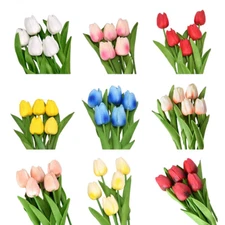 5Pcs Artificial Tulip Flowers Bouquet Real Touch For Wedding Home Decor US