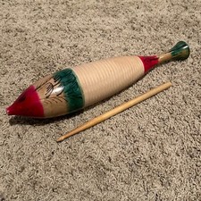 Latin Percussion CP by LP Fish Style Guiro  Scraper Vintage Mexico Red Green XL