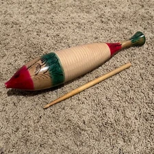 Latin Percussion CP by LP Fish Style Guiro + Scraper Vintage Mexico Red Green XL