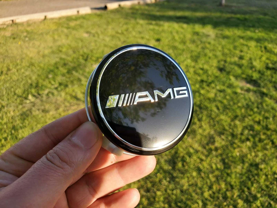 AMG Set of 4 Mercedes Benz BLACK AMG Center Caps 3 Inch/75mm Fits Most Models - Image 4 of 4