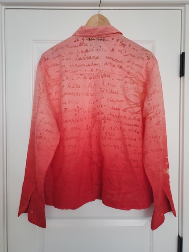 Mirasol Woman Shirt XL Sheer Red Colorful Ombre Blouse Button Up - Picture 3 of 9