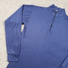 Vintage LL Bean Shirt Mens Large Blue Thermal Base Layer Made in USA 1/4 Zip