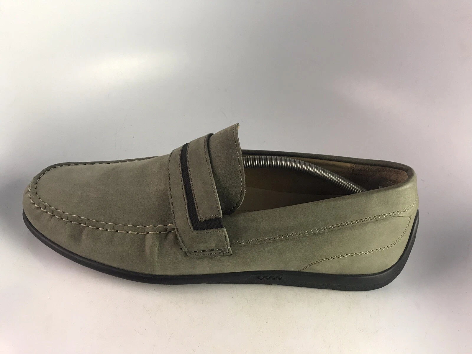 Mocassino Ecco Soft Driving Uomo Grigio (Oliva?) Slip On Nubuck Tg 46 12 12 5 US