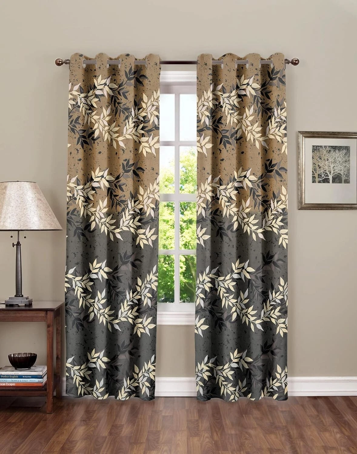 New 2 Pieces Soft Brushed Microfiber Cotton Printed Door Curtains Set - 7 ft