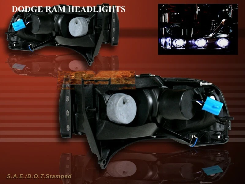 Faros cromados con LED ámbar para camioneta Dodge Ram 94-01 1500 2500 3500 Foto 2 de 2