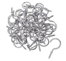 25x SMALL 19mm SCREW IN HOOKS Thick Strong Silver Metal Tool Shed Hang Loop Pegs