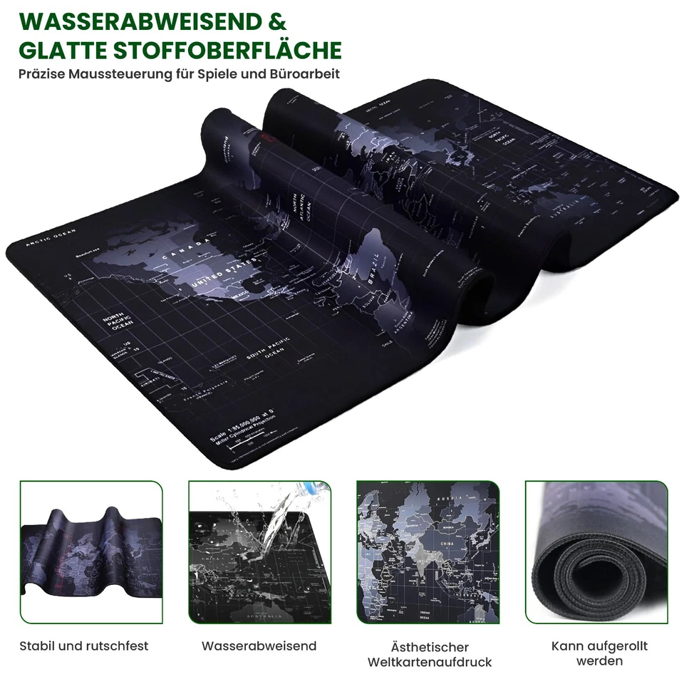 Mauspad Mousepad Schreibtisch Matte Weltkarte Design Gaming Computer Unterlage - Bild 3 von 4