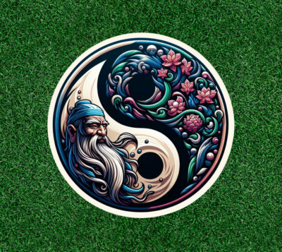 Taoism Lao Tzu Yin Yang design 100% waterproof vinyl decal sticker - many sizes