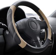 Steering Wheel Cover Leather 15 1/2 to 16 inch Universal Large Soft Grip
