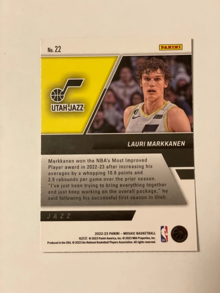 2022-23 PANINI MOSAIC STARE MASTERS LAURI MARKKANEN #22 UTAH JAZZ - Image 2 of 2