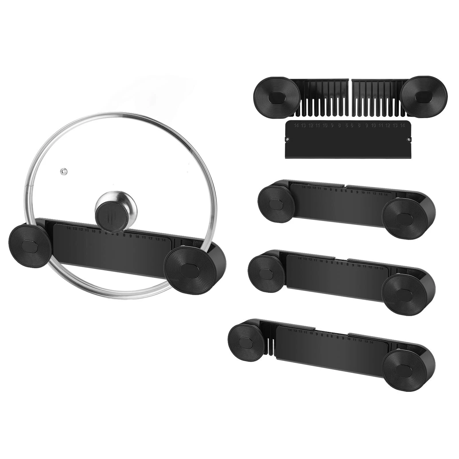 4 Pack Adjustable Pot Lid Organizer for Cabinet Door or Wall Pan Lid Storage