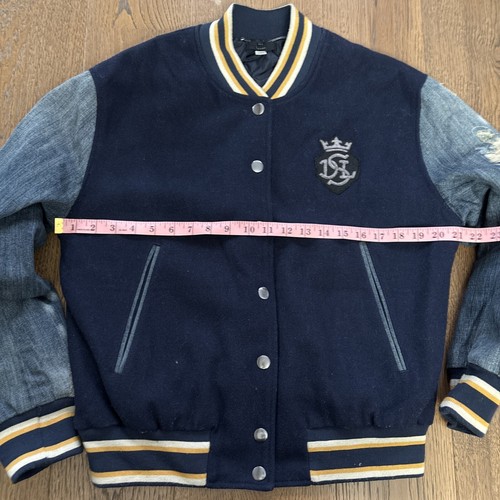 Diesel Wool Varsity Jacket J-petro Distressed Denim Sleeves Size Large - Picture 8 of 9