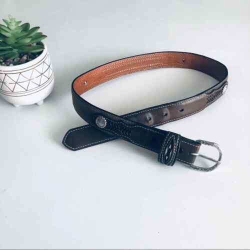 Nocona Concho Western Leather Belt Brown SZ 28