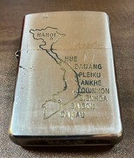 Zippo Lighter Vietnam War Stamp Engraved Map "When I die I will go to heaven"
