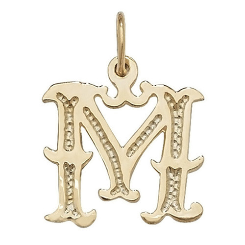 9ct Gold 14mm Gothic Initial M Pendant - Picture 1 of 4