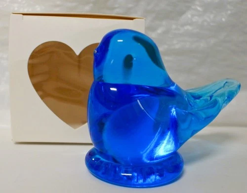 Fenton Glass BLUEBIRD of HAPPINESS Figurine Signed Leo Ward 1996