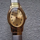 Timex Women's Watch Gold Silver Tone Two-Tone Oval Dial Quartz Stretch Band Vtg