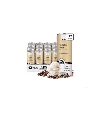 12 Pack Slate Vanilla Latte Protein Coffee 20g Protein 100 Cal 1g Sugar