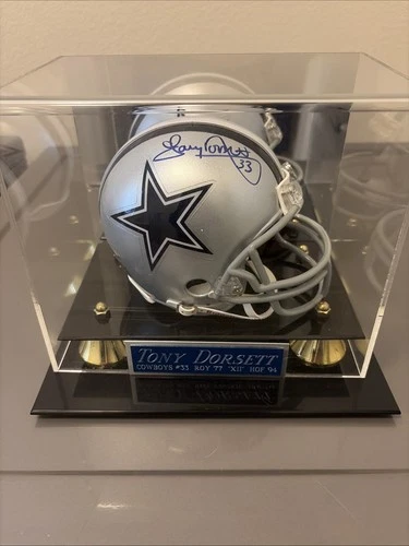 Tony Dorsett Signed Mini Helmet Tristar Authentic Auto Dallas Cowboys W/ Case