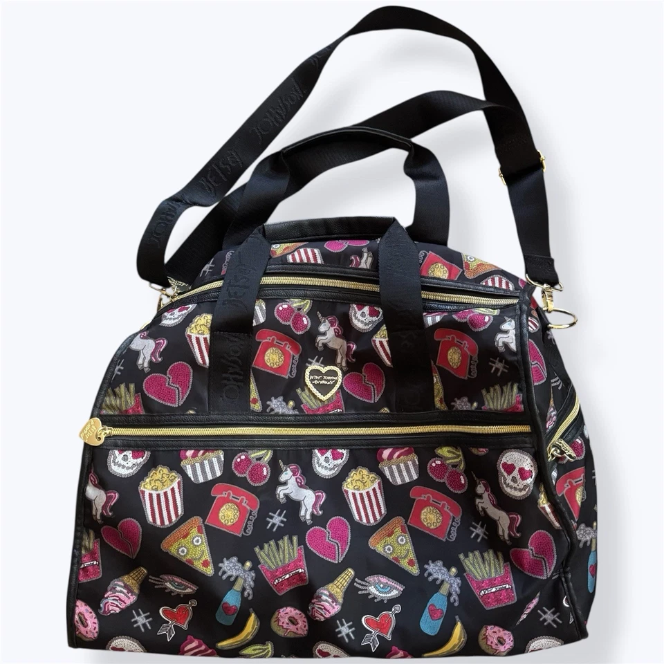 Bolsa Betsey Johnson Emoji RARA Bolsa de Duffel Weekender Bolsa Transversal Fofa Punk OSFA - Imagem 2 de 4