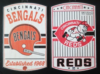 TWO (2) CINCINNATI MANCAVE CLASSIC HARD WOOD SIGNS FROM WINCRAFT