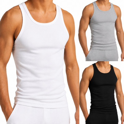 Herren Unterhemd Achselhemd Feinripp Baumwolle 4er Pack Weiß Schwarz Grau M-XXXL