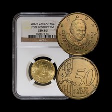 VATICAN CITY. 2012, 50 Euro Cents - NGC GEM - Pope Benedict, MS65, Rome 3293