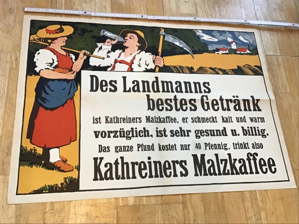 == uraltes Plakat = Kathreiners Malzkaffee = um 1910 = kein Emailschild == - Bild 4 von 4
