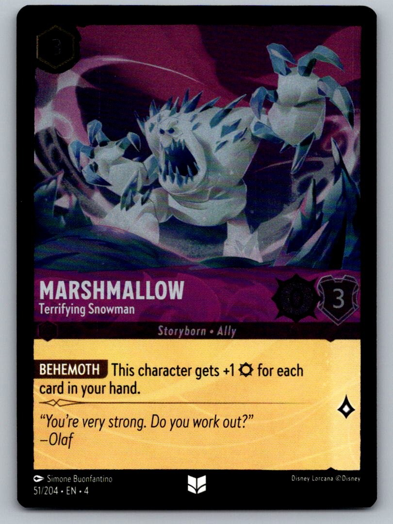 Marshmallow - Terrifying Snowman 51/204 Ursula's Return Lorcana Cold Foil NM