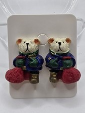 Christmas Bear Clip On Earrings