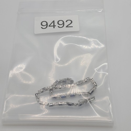 Vintage Rhinestone Bracelet Blue Silver Tone Sterling Silver 925 Signed STS 7.5" - Picture 17 of 17