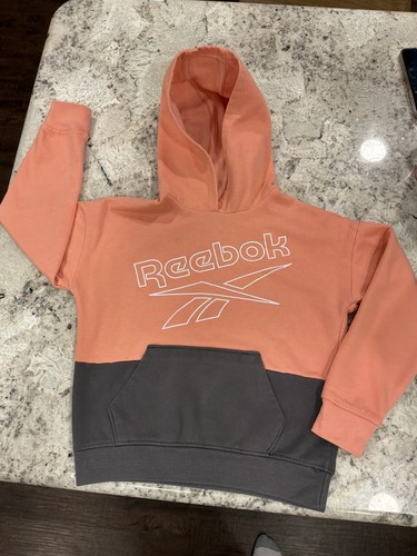 Reebok Classics Girls Pullover Hoodie S Pink/Gray Colorblock Logo Pockets