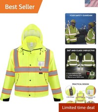 Reflective Rain Jacket Safety Jacket, Waterproof Hi Vis Rain Coat, Class III ...