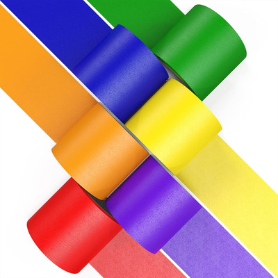 Colored Masking Tape Thick, Color Painters Tape for Kids, 6 Rolls 2 Inch Wide X 