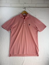 Holderness Bourne Polo Shirt Mens Large Red White Striped Tailored Fit Golf