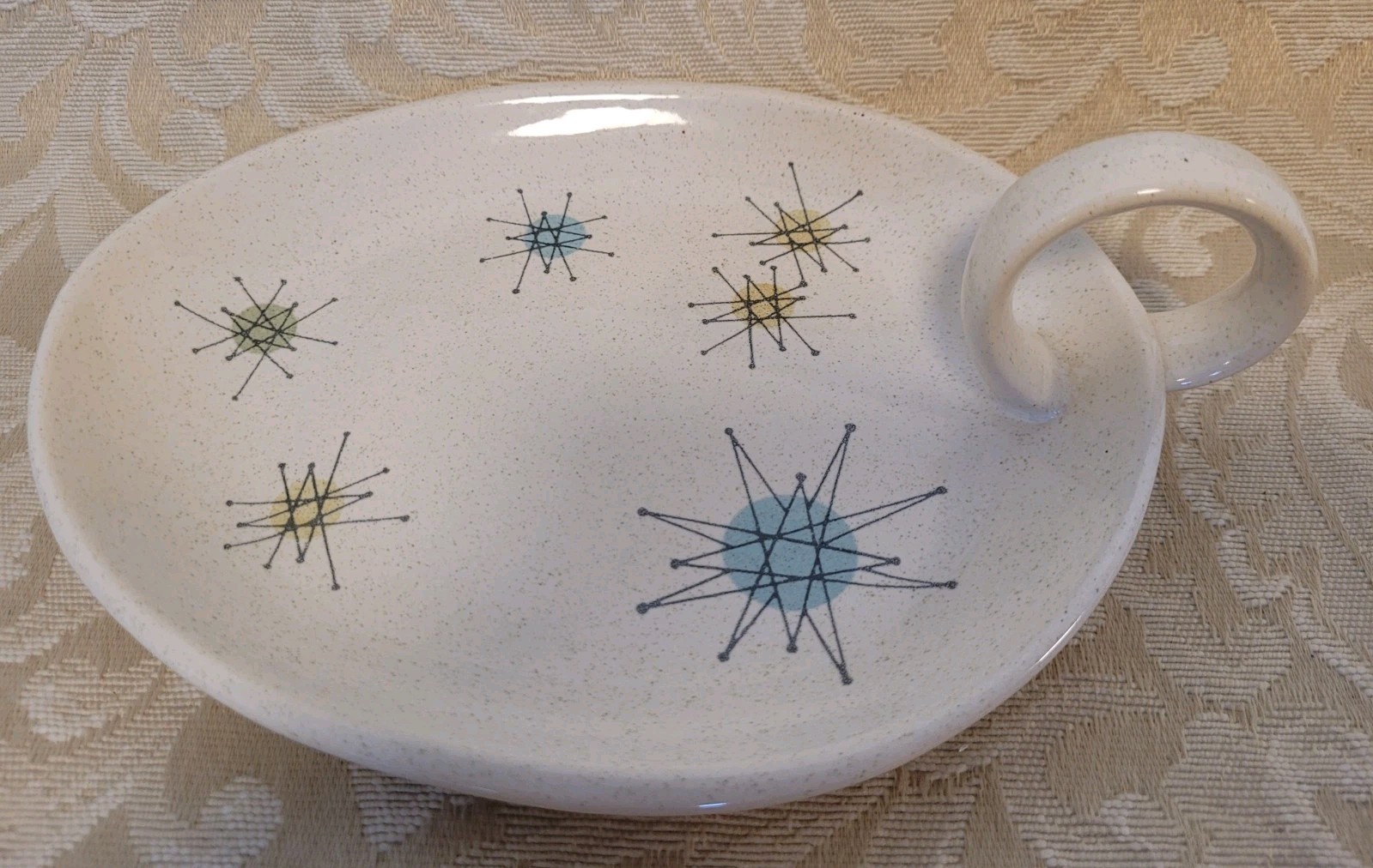 Vintage Franciscan Atomic Starburst Nappy Dish W/ Handle, MCM