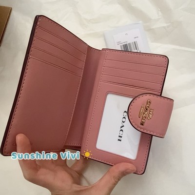 NWT Coach Medium Corner Zip Wallet In Signature Leather CZ341 Pink