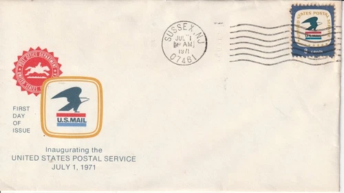 1396 Postal Service July 1 1971 FDC First Day Sussex New Jersey