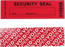 100pcs 100 Total Transfer Tamper Evident Security 1 x 3.35 Inches, Red