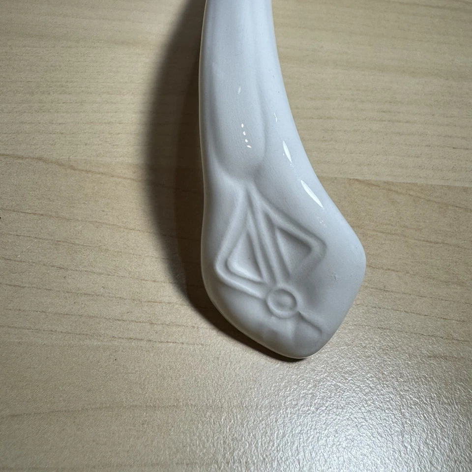 "3 cucharones vintage de vidrio transparente de 14"", cerámica blanca de 12"" y marrón de 11"" con hojas verdes" Foto 3 de 4