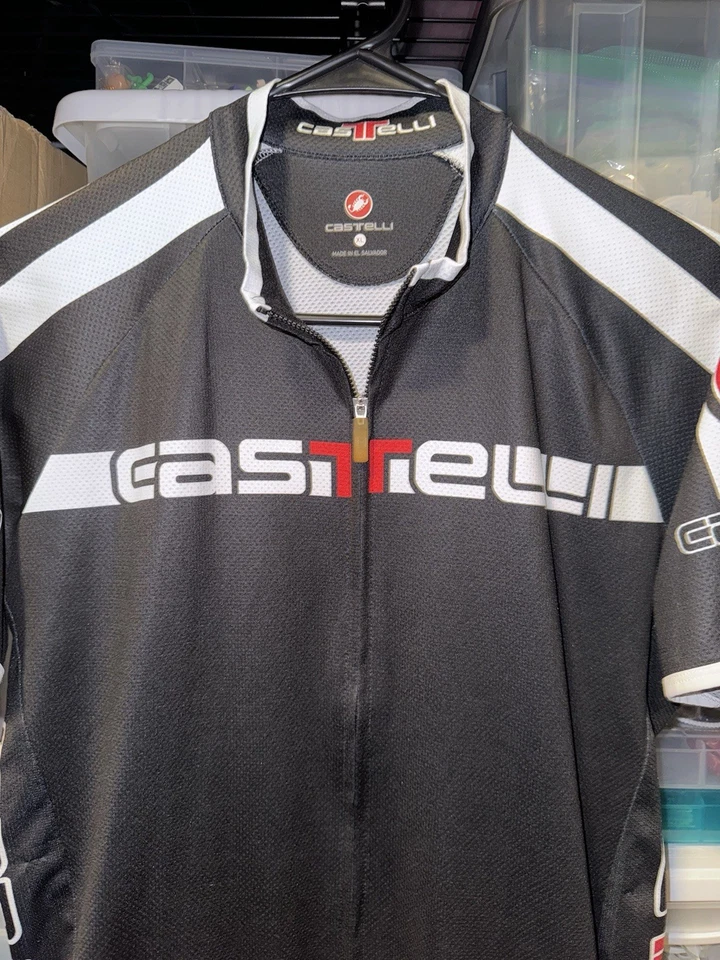 Castelli Italy Cycling Jersey Men’s X-Large Black/White Full Zip Up Short Sleeve - Image 2 of 4