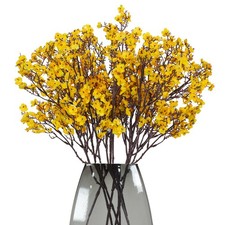 8 Bundles Yellow Babys Breath Real Touch Artificial Flowers for Home Decor
