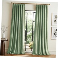 Blackout Curtains Thermal Insulated Room 52"W x 84"L (Pack of 2) Retro Green