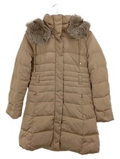 MANGO Doudoune Femme Marron Capuche Fourrure Élégant (EU 38, INT M)